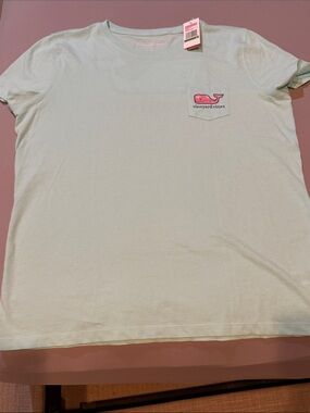 Vineyard Vines Short-Sleeve Pocket Tee in Mint Green with Pink Whale